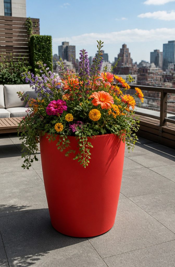 Modern Terrace Design Ideas: Outdoor Space Planning and Materials 8 A terrace with a pop of color in furniture or decor.