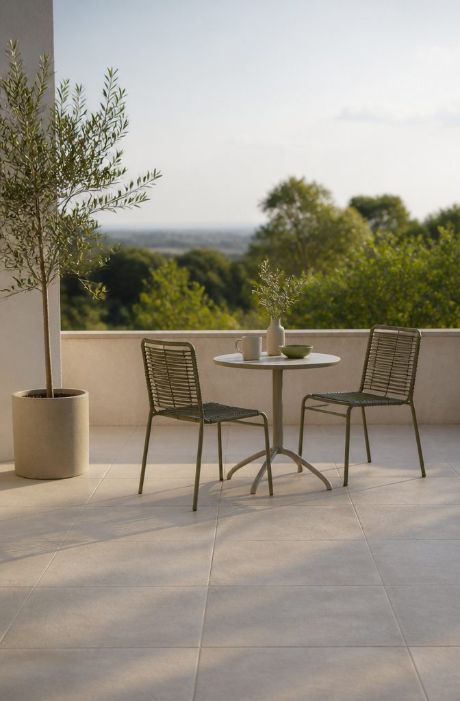 11 Open Terrace Design Ideas for 2026: Styles, Layouts & Tips 11 Minimalist terrace with porcelain flooring and sparse furniture.
