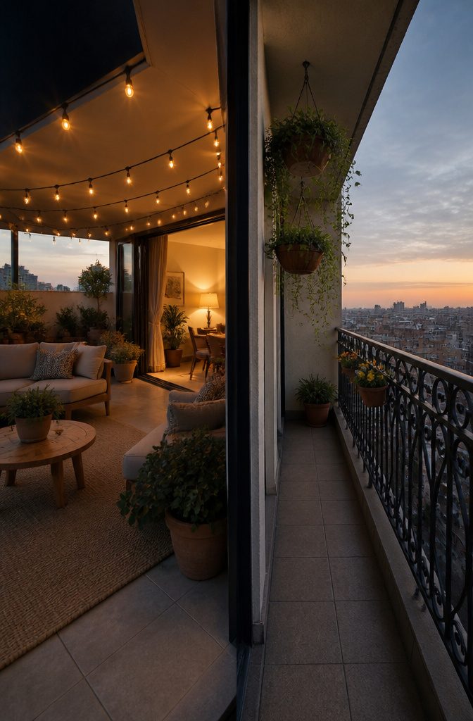 A beautifully furnished terrace that extends from the living space.