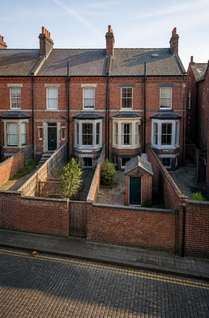 Photograph of Victorian terrace houses built during Queen Victoria's reign.